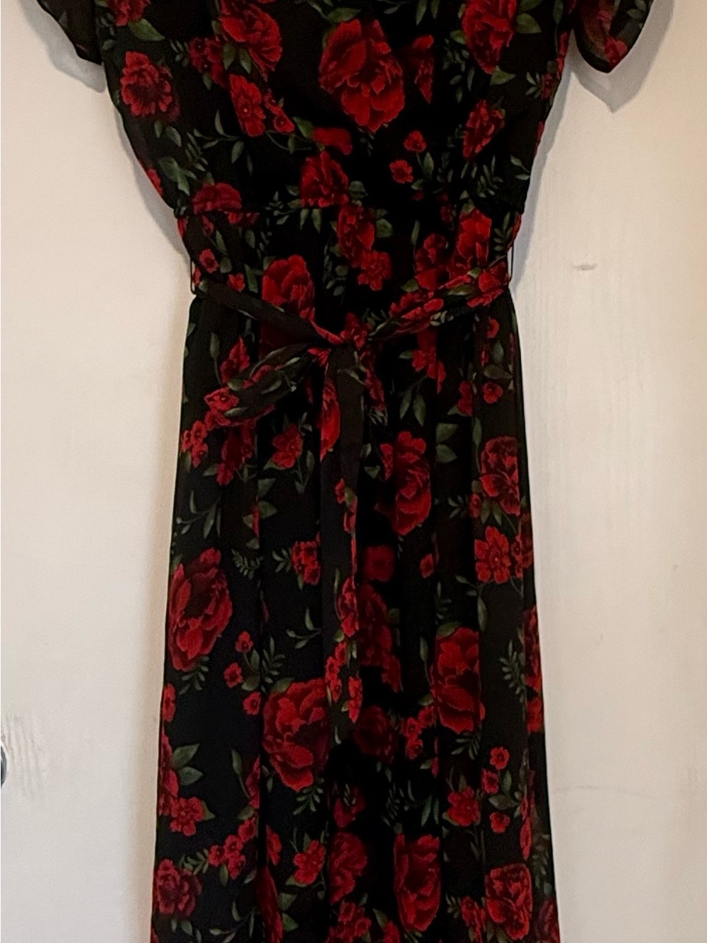 Coco Disney Black & Red Floral Wrap Maxi Dress - Picture 2 of 4